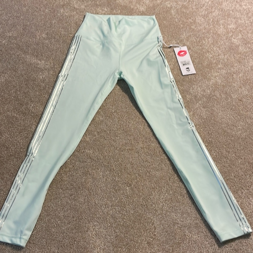 NWT Wildfox Mint 7/8 Leggings with Silver Stripes